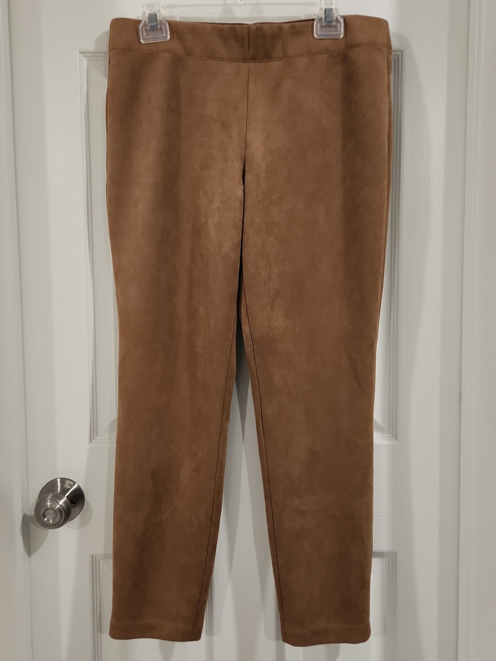Max Studio Faux Suede Leggings Pants Brown XL Pull On Stretch High Rise NWOT